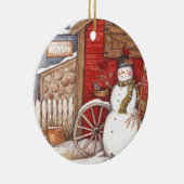 Vintage Snowman Keramisch Ornament (Rechts)