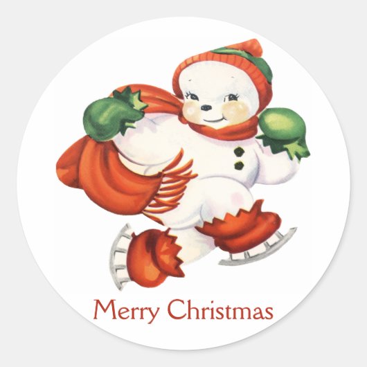 Vintage Snowman Kerst stickers (Voorkant)