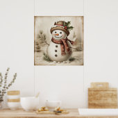 Vintage Snowman Poster (Cuisine)