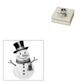 Vintage Snowman Wood Art Stamp Rubberstempel (Gestempeld)