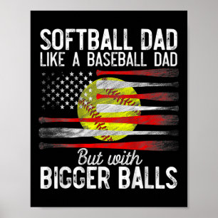 Vintage Softbal Papa Als Een Honkbal Papa Us Vlag Poster