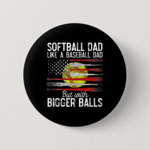 Vintage Softbal Papa Als Een Honkbal Papa Us Vlag Ronde Button 5,7 Cm