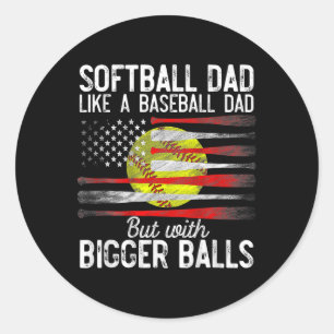 Vintage Softball Papa Als Een Honkbal Papa Us Vlag Ronde Sticker