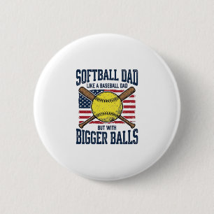 Vintage Softball Papa Grotere Ballen Shirt Ontwerp Ronde Button 5,7 Cm