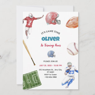 Vintage Softball Sport Invitation de fête d'annive