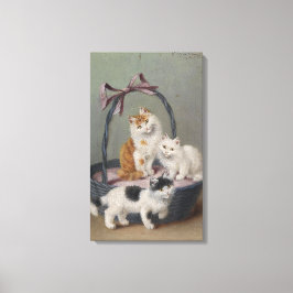 Vintage Sophie Sperlich Katten in een mand Canvas Afdruk