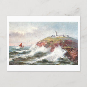 Vintage South Stack-vuurtoren in Holyhead, Wales Briefkaart