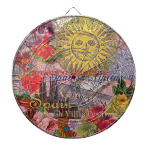 Vintage Spanje Zonneschijn Reis Collage Retro Euro Dartbord