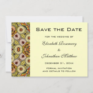 Vintage Sparen de Datum van de Bloemen Butterflies Save The Date