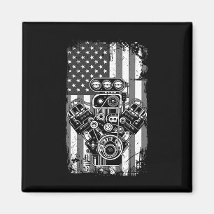 Vintage Spierkracht Auto Zuiger Amerikaanse Vlag G Magneet