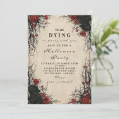 Vintage Spinnenweb Gotische Halloween Soiree Kaart (Staand voorkant)
