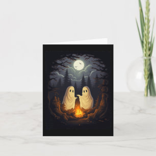 Vintage spook camping kampvuur gotische Halloween Kaart