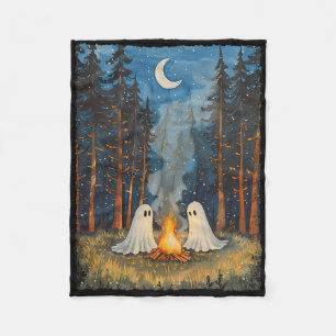 Vintage spook kampvuur kampeerliefhebber bos gotis fleece deken