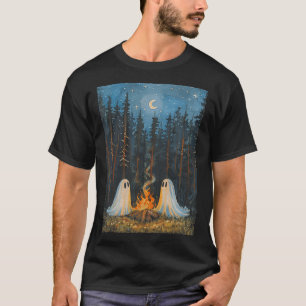 Vintage spook kampvuur kampeerliefhebber bos gotis t-shirt