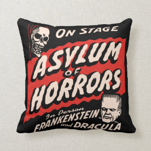 Vintage Spook Show Poster Art - Asylum of Horror Kussen