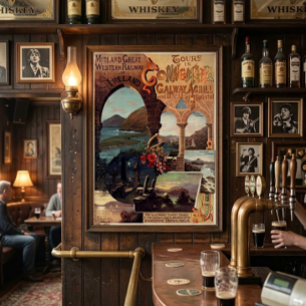 Vintage spoorlijn van Ierland Reproductie Toerisme Poster