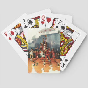 Vintage sport basketbalspel, basketballers pokerkaarten