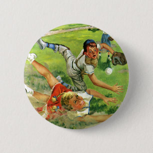Vintage sport honkbal, kinderen die teams spelen ronde button 5,7 cm