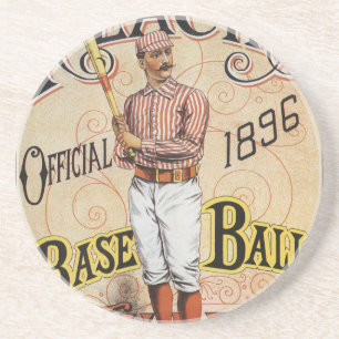 Vintage sport honkbal, Reach's Guide omslagillustr Zandsteen Onderzetter
