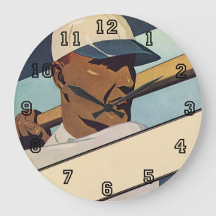 Vintage sport honkbal slagman, gestileerde kunst grote klok