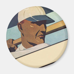 Vintage sport honkbal slagman, gestileerde kunst magneet
