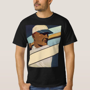 Vintage sport honkbal slagman, gestileerde kunst t-shirt