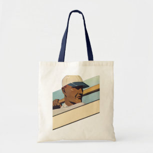 Vintage sport honkbal slagman, gestileerde kunst tote bag