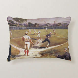 Vintage sport honkbalspel van Henry Sandham Accent Kussen