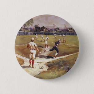 Vintage sport honkbalspel van Henry Sandham Ronde Button 5,7 Cm