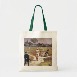 Vintage sport honkbalspel van Henry Sandham Tote Bag