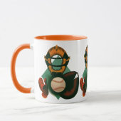Vintage sport honkbalspeler, catcher met handschoe mok (Links)