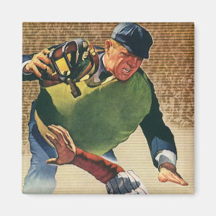 Vintage sport honkbalspeler, de scheidsrechter magneet