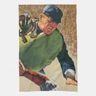 Vintage sport honkbalspeler, de scheidsrechter theedoek