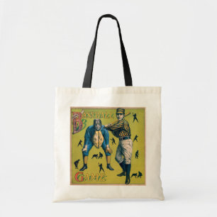 Vintage sport honkbalspelers bij de thuiswedstrijd tote bag