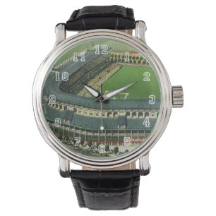 Vintage sport honkbalstadion, luchtfoto horloge