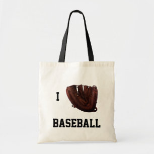 Vintage Sport, Ik hou van honkbal, Ik handschoen h Tote Bag