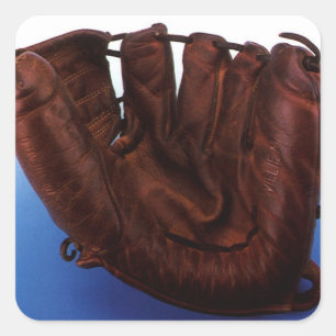 Vintage sportartikelen, antieke leren honkbalhands vierkante sticker