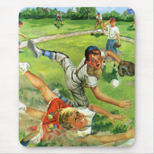 Vintage sportshonkbal, kinderteams spelen muismat