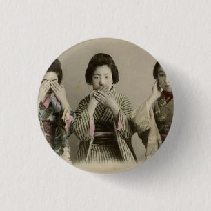 Vintage spreekt geen kwaad ronde button 3,2 cm