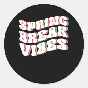 Vintage Spring Break Vibes Cute Spring Vacation Te Ronde Sticker