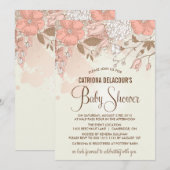 Vintage Spring Flowers Baby shower Uitnodiging (Voorkant / Achterkant)