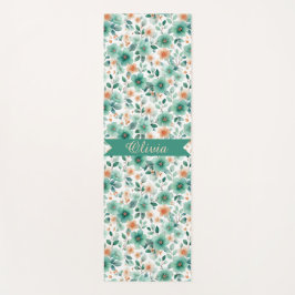 Vintage Spring Green Floral Personalized Yogamat