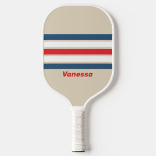 Vintage Squadron Over Gestreept met Naam Pickleball Paddle