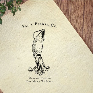Vintage Squid Coastal Market Branding Rubberstempel