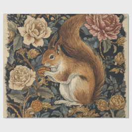 Vintage Squirrel and Flowers Pattern Cadeaupapier