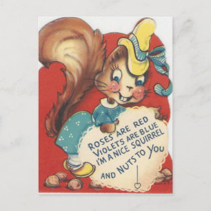 Vintage Squirrel Valentine Feestdagenkaart