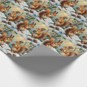 Vintage Squirrels Gathering Pinecones Christmas Cadeaupapier (Hoek)