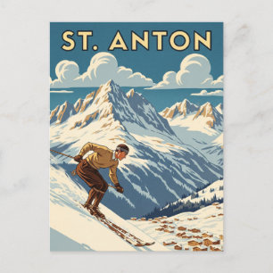 Vintage St. Anton Oostenrijk Skiloper Skiën Briefkaart
