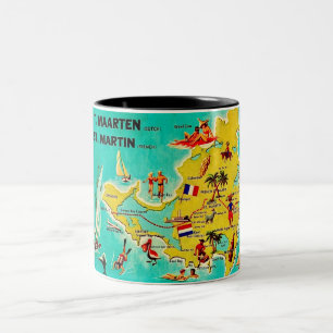 Vintage St Martin Eiland Kaart Mok