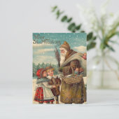 Vintage St Nicolas Cadeau pour Enfants Carte posta (Debout devant)